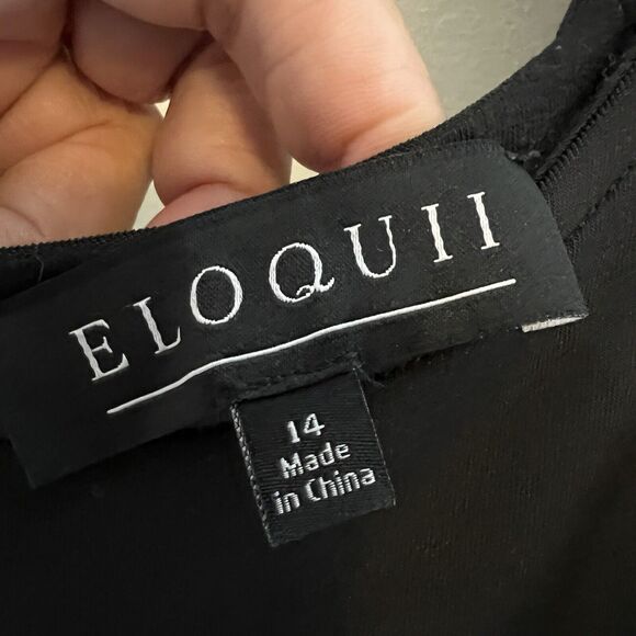 Eloquii Women’s Jumpsuit Sz 14 Black Open Back Zip Off Peplum Scuba Knit - Picture 4 of 9